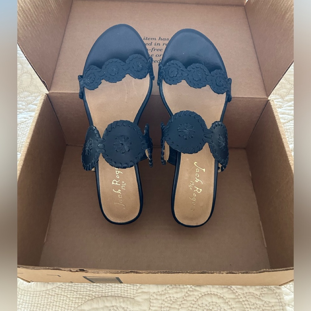 Jack Rogers Leather Wedge Sandals - size 10